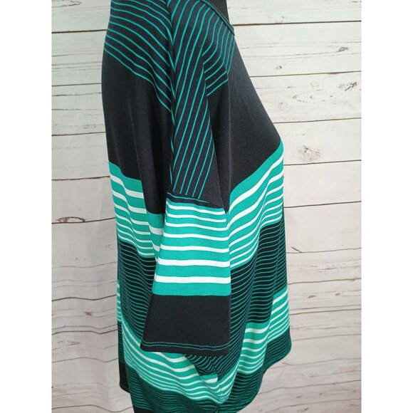 Lularoe Irma Tunic Top Black & Teal Striped S - Picture 2 of 7